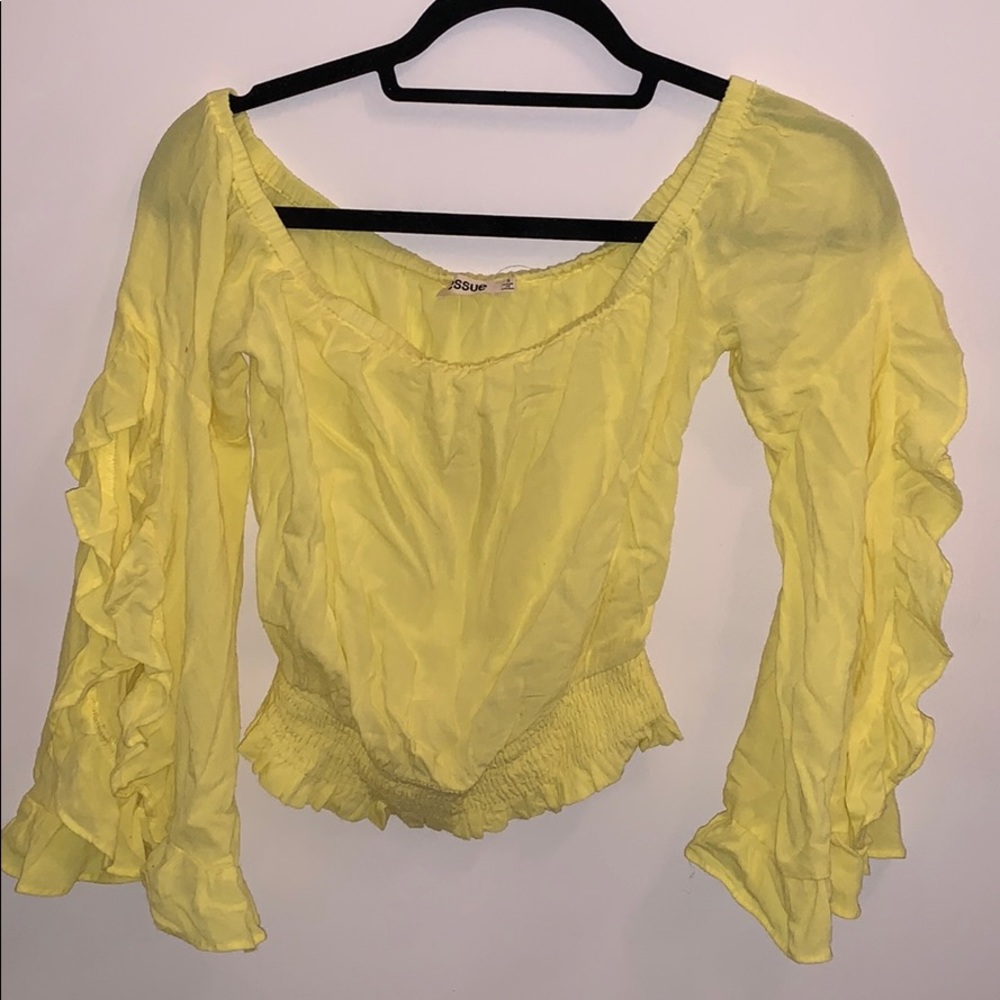 Dolls Kill Eddie Yellow Ruffle Crop